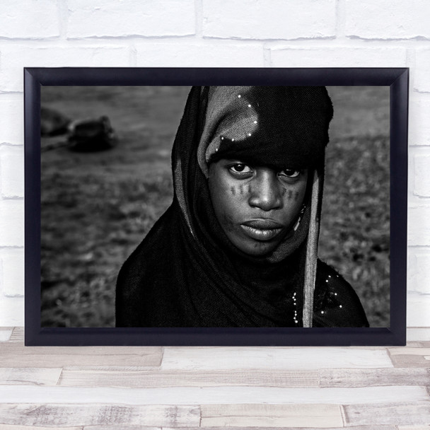 African person head robe stare close up Wall Art Print