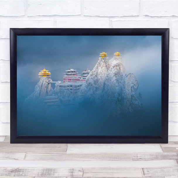 Laojun Mountain Temples cloud landscape Wall Art Print