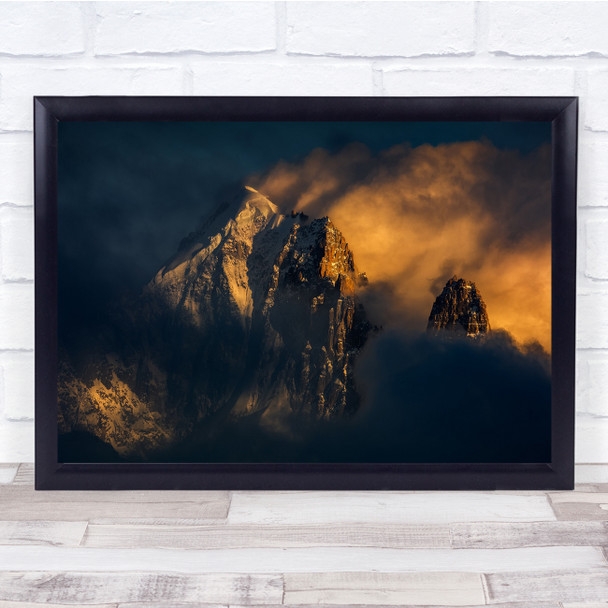 Mountains Sunset alpes landscape clouds Wall Art Print