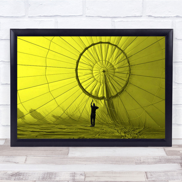 Spiderman yellow hot air balloon inside Wall Art Print