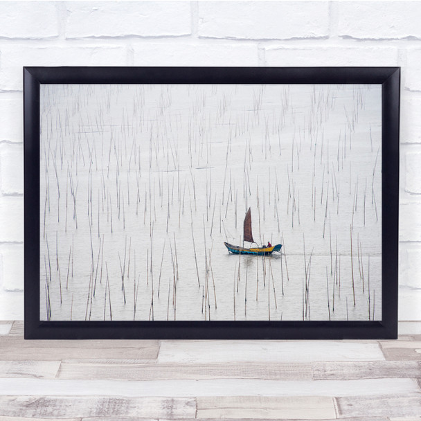 Xiapu Fisherman Fujian Lonely sail boat Wall Art Print