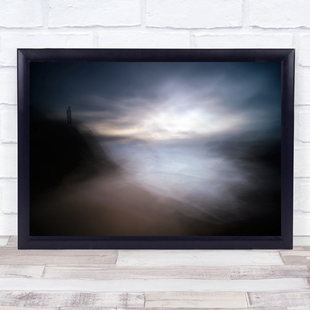 A Peaceful Night person on hill blurry Wall Art Print