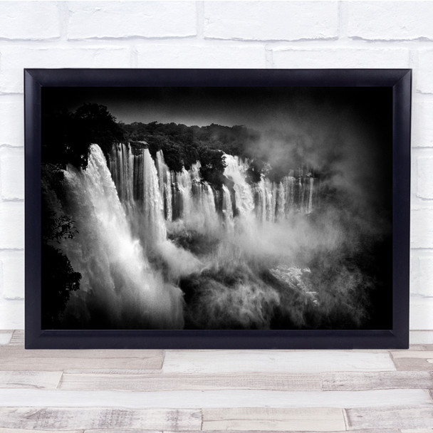 Angola Kalandula Falls black and white Wall Art Print