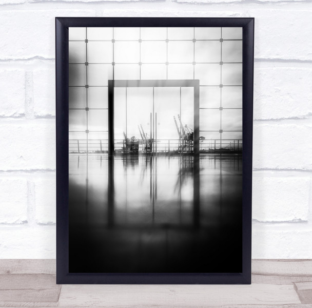 Holzhafen eeire cranes black and white Wall Art Print