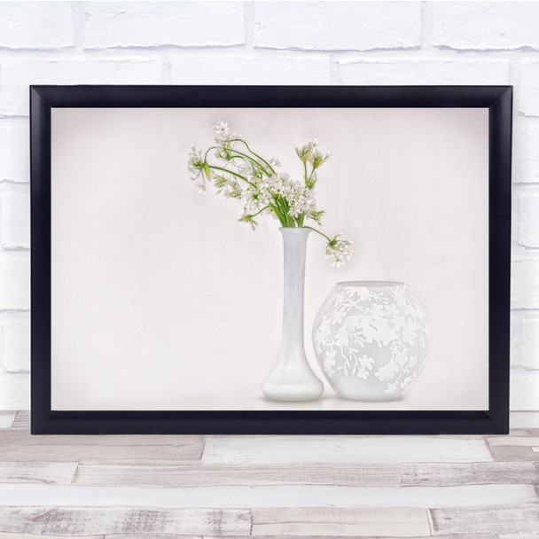 Minimal Still Life white vases Anemone Wall Art Print