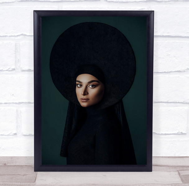 Noora woman large round head wear pose Wall Art Print