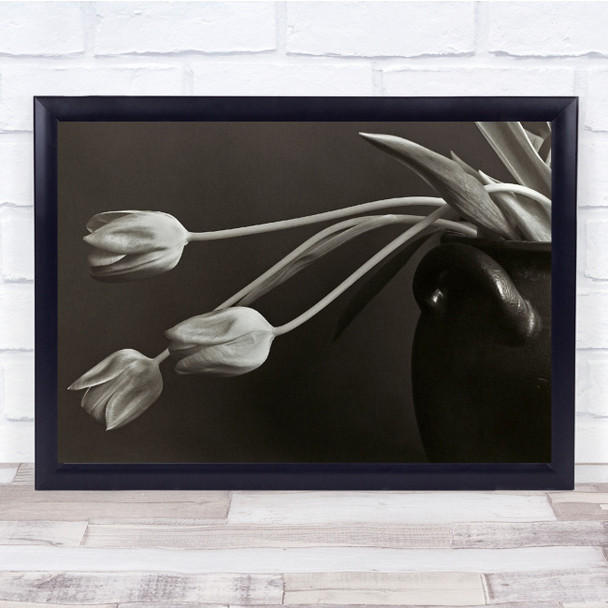 Sweden Flowers Black White Vase Tulips Wall Art Print
