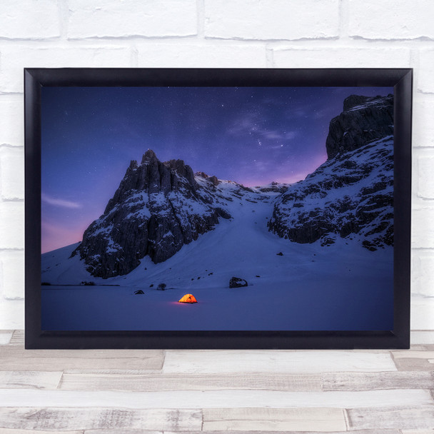 The Loneliness Of Mountains purple sky Wall Art Print