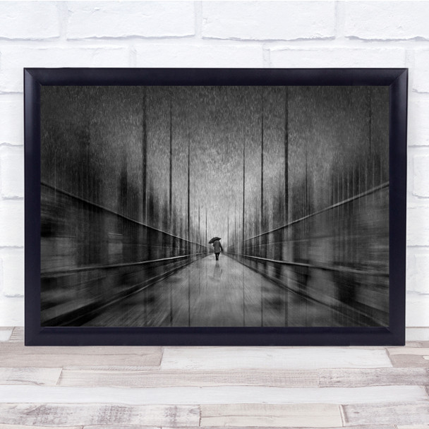 black and white tunnel vision walking Wall Art Print