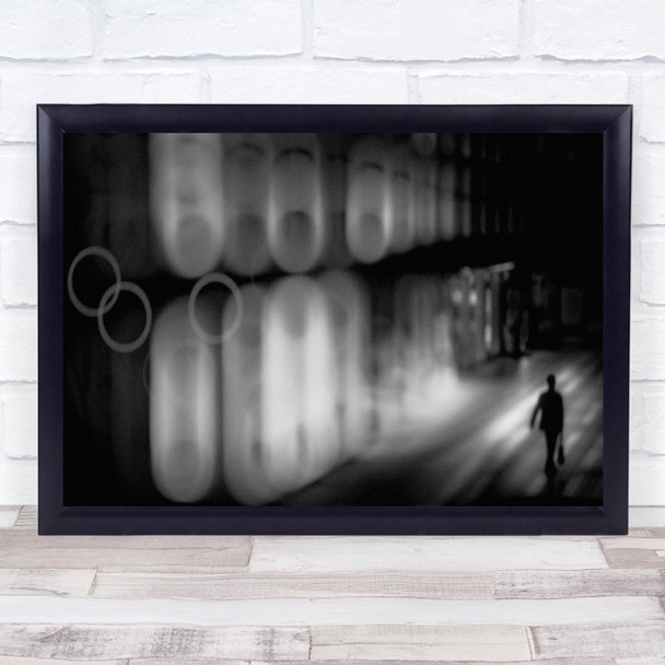 Black-and-white Mood Night Street Man Wall Art Print