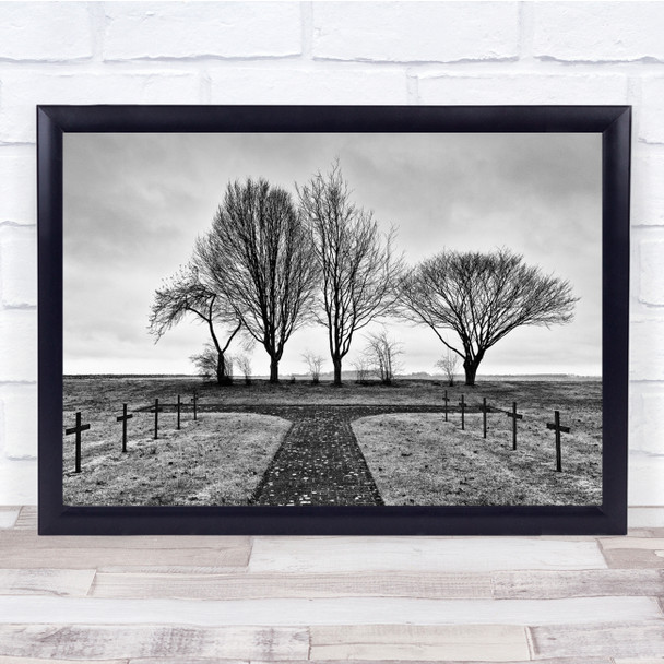 France Trees Cemetery Graveyard Cross Wall Art Print