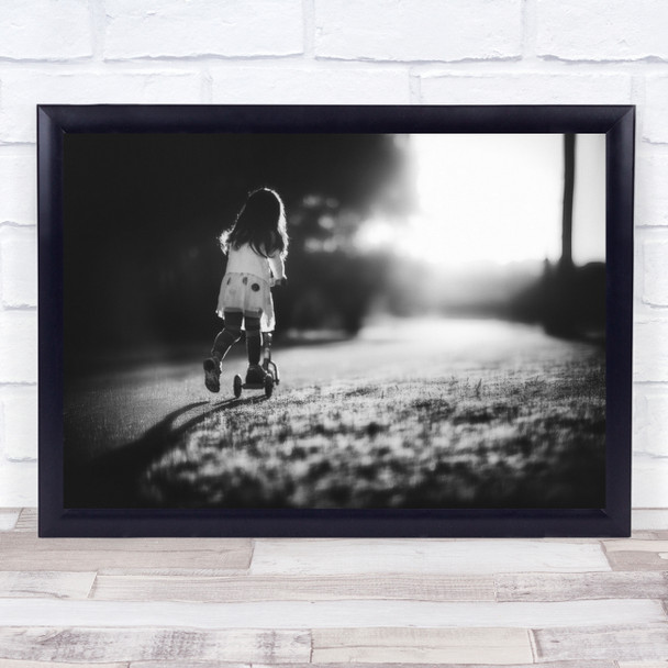 Street Girl Kid Child Portrait Black & White Transportation Childhood Play Print