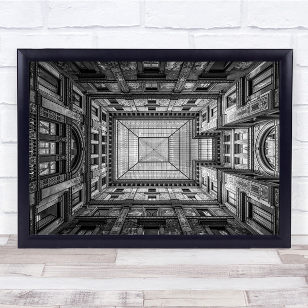 Rome Black White Architecture Courtyard Perspective Italy Galeria Sciarra Print