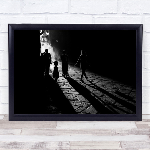 Silhouette Italy Florence Street Black White Shadow Light People Diagonal Print