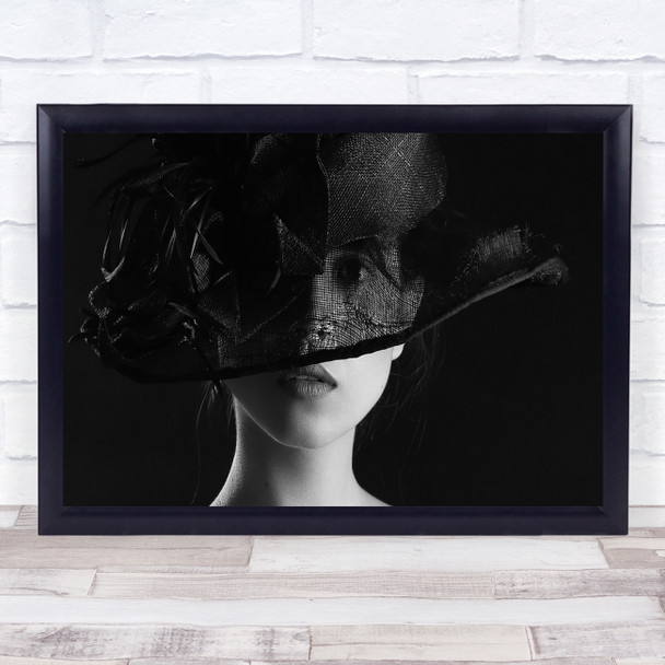 Hat Portrait Eye Face Black & White Panorama Dark Low Key Low-Key Fashion Print