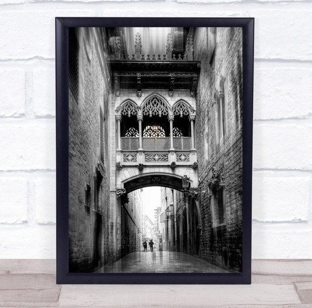Architecture Barcelona Black & White Gateway Gate Portal Alley Bishops Print