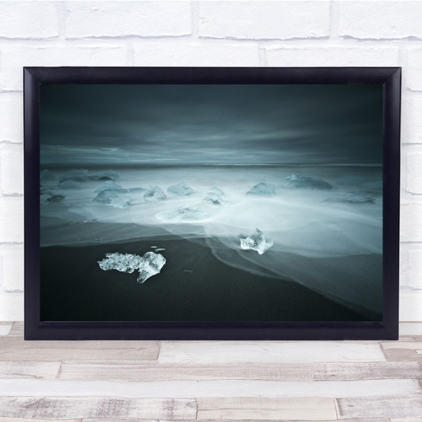 Beach Iceland Crystal Gem Jewel Landscape Seascape Winter Ice Wall Art Print