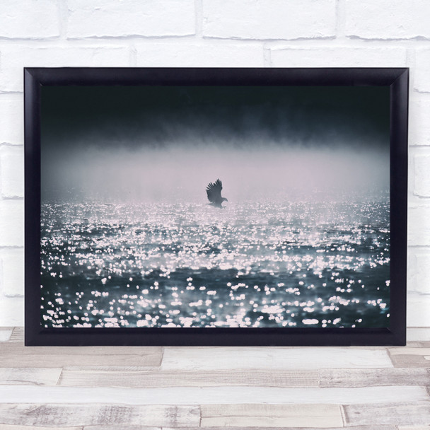 Bird Birds Eagle Hunting Hunter Of Prey Water Toned Blue Wild Wall Art Print