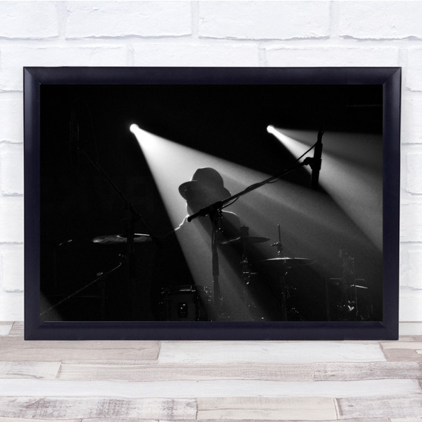 black and white Mood Performance Jazz Drum Drummer Lights The Wall Art Print