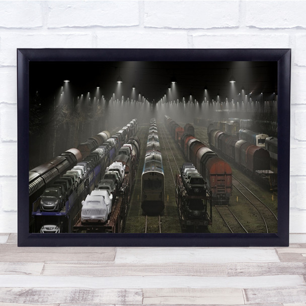Denmark Jutland Train Trains Lights Night Mood Cars New Lamps Wall Art Print