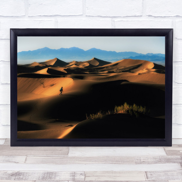 Desert Landscape Walk Walking Sand Dune Dunes Alone In Nature Wall Art Print