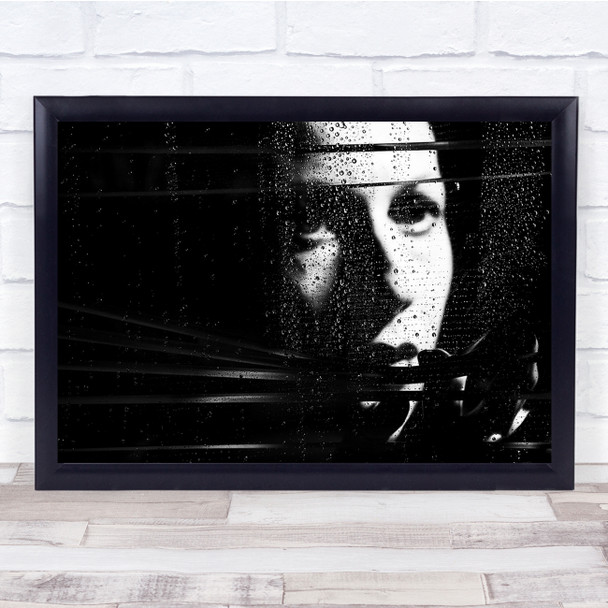 Face Blinds Woman Graphic Dark Low Key Low-Key Contrast Water Wall Art Print