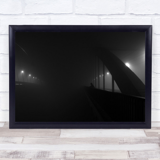 Fog Bridge Night Lights Magdeburg Germany An Ocean Between Us Wall Art Print