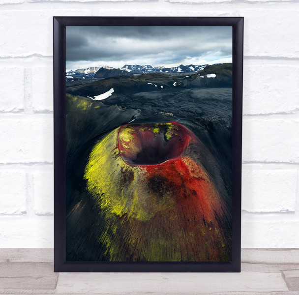 Landscape Iceland Landscapes Volcano Crater Ash Volcanic Snow Wall Art Print