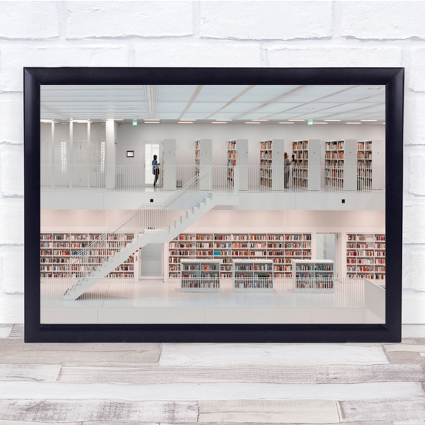 Library Stuttgart Germany Architecture Stairs Staircase White Wall Art Print