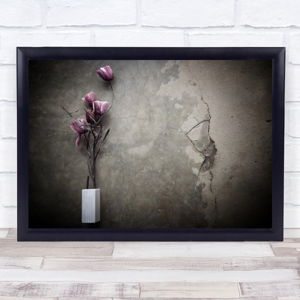 Purple Vase Flower Wall Crack Cracked Decay Degeneration Torn Wall Art Print