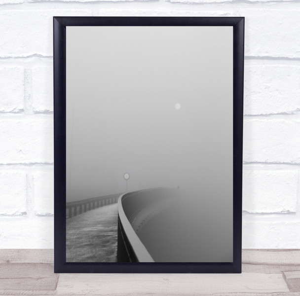 Szczecin Fog Mist Haze Bridge Sign Figure Urban Street Poland Wall Art Print