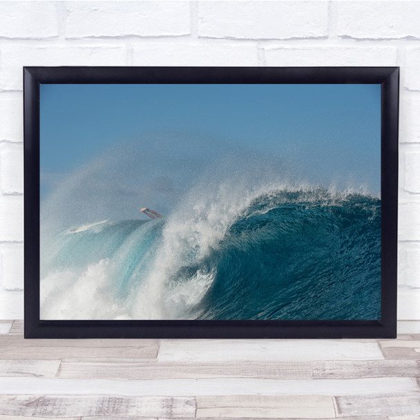 Teahupoo Surf Tahiti Big wave Crash Surfer Surfing Wave Water Wall Art Print