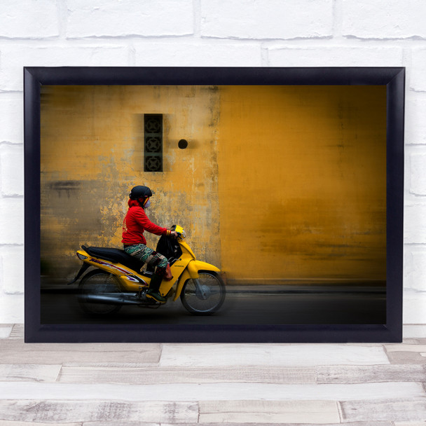 Vietnam Yellow Asia Moped Street Transportation Vespa Scooter Wall Art Print