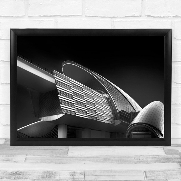 Architecture Black & White Modern Futuristic Geometry Shapes Wall Art Print