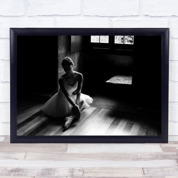 Conceptual Photography Black & White Shadow Ballerina Window Wall Art Print