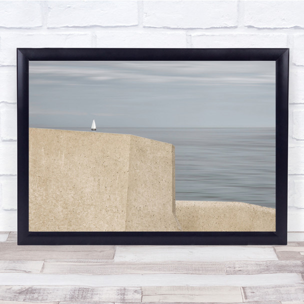 Landscape Clouds Sky Ocean Sea Boat Sailing Minimalism Sunny Wall Art Print