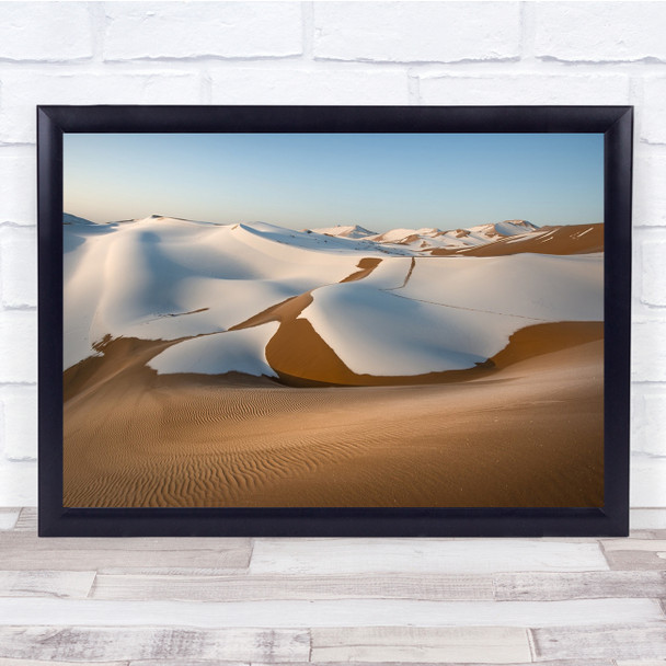 Landscape Desert Sand China Snow Cold Winter Dune Dunes Asia Wall Art Print