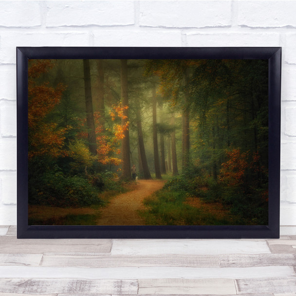 Mastbos Road Man Dog Way Netherlands Forest Path Dogs Animal Wall Art Print