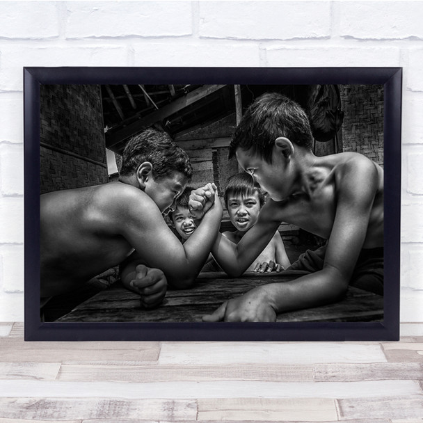 Strong Action Strength Muscle Muscular Arm Wrestling Wrestle Wall Art Print