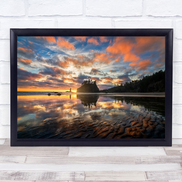 Sunset Landscape Seascape Sky Water Reflection Coast Coastal Wall Art Print