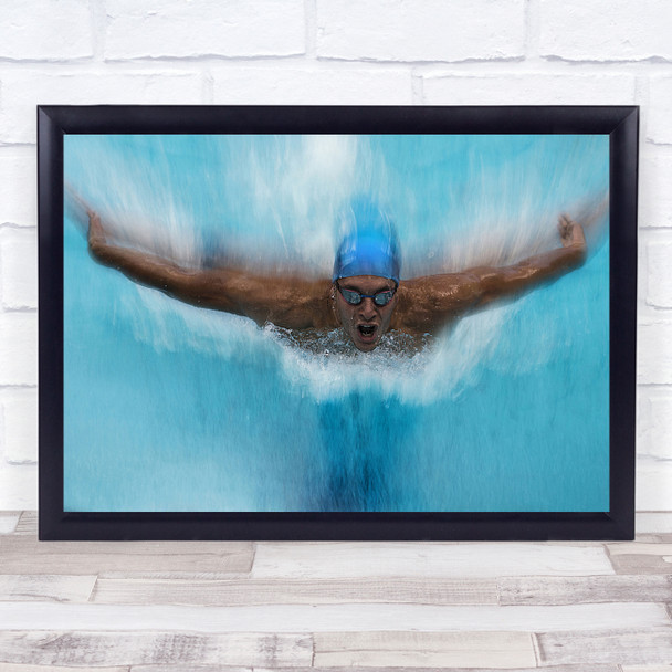 Swim Swimmer Water Action Splash Speed Strong Strength Sport Wall Art Print