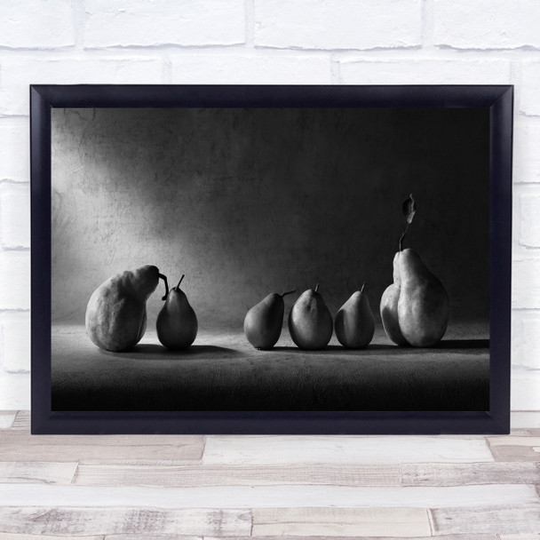 Conceptual Concept Pears Fruits Alignment Black & White Shadow Light Print