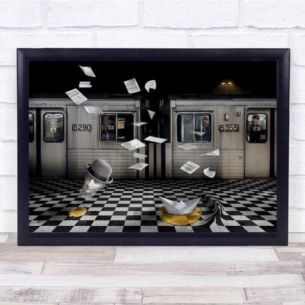 Creative Edit SuBlack & Whiteay Metro Train Station Underground Tube Print
