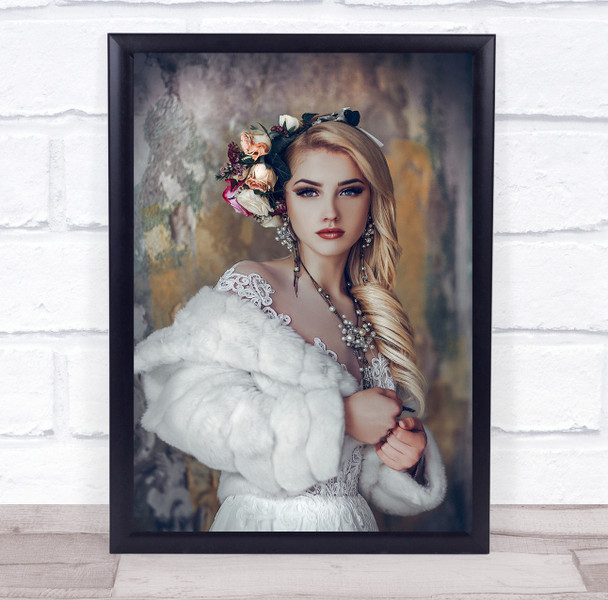 Fear The Cold And Crave Burn woman fur coat flowery hair blonde hair Print