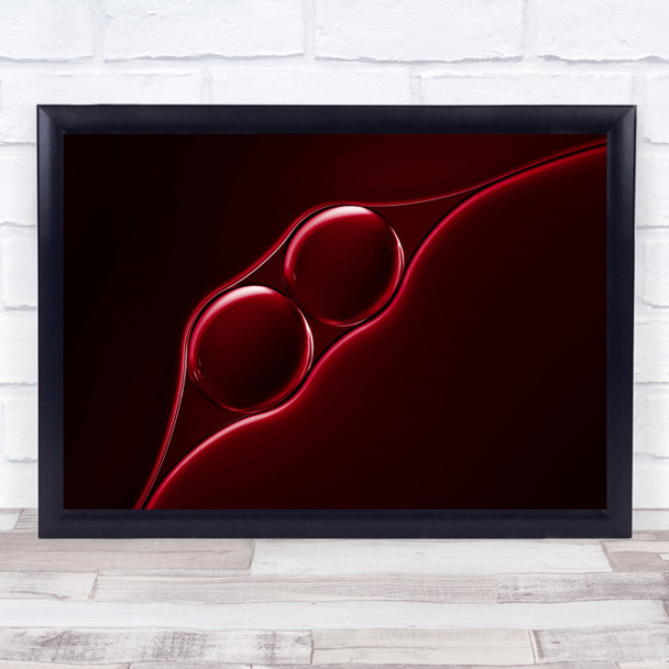 Abstract Bubbles Drops Oil Water Round Circle Red Crimson Liquid Wall Art Print