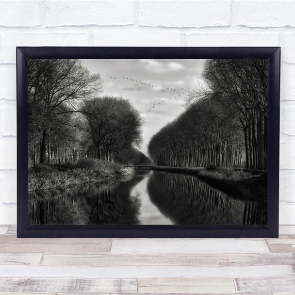 Belgium Flanders Canals Trees Landscape Canal Water River Bridge Wall Art Print