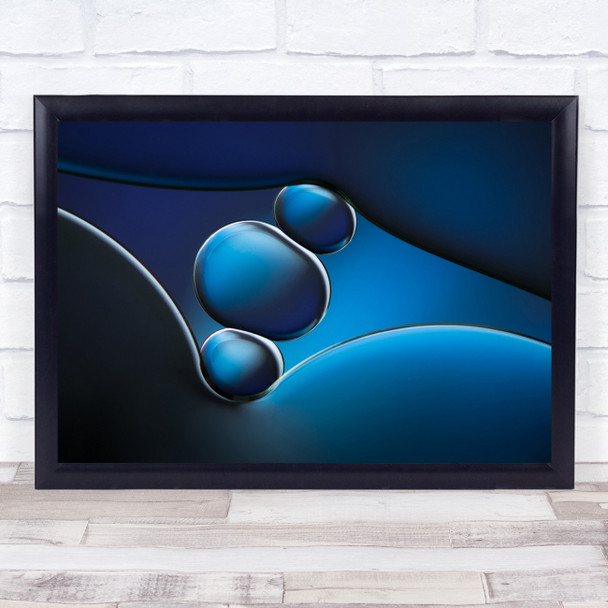 Blue Oil Water Liquid Macro Bubbles Chasm Caught Abstract Bubble Wall Art Print