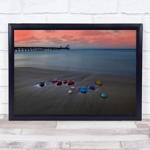 Mask Maks Sunset Long Exposure Silky Smooth Beach Landscape Pier Wall Art Print