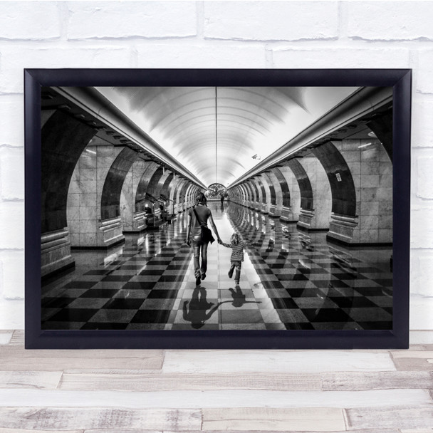 Moscow Metro black and white Reflections Russia Moscow Happiness Wall Art Print