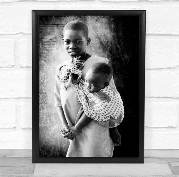 Mother Child black and white Africa African Africans Documentary Wall Art Print